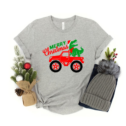 Christmas Dino Truck | Toddler Graphic Short Sleeve Tee