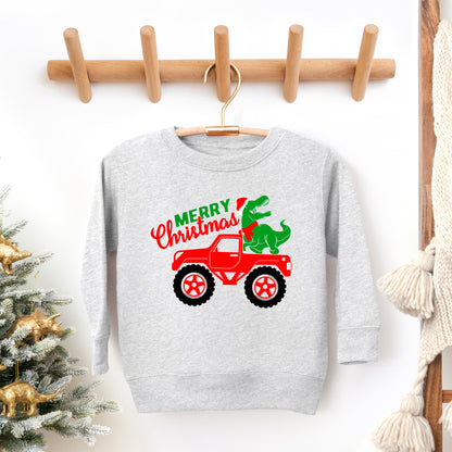 Christmas Dino Truck | Toddler Graphic Sweatshirt