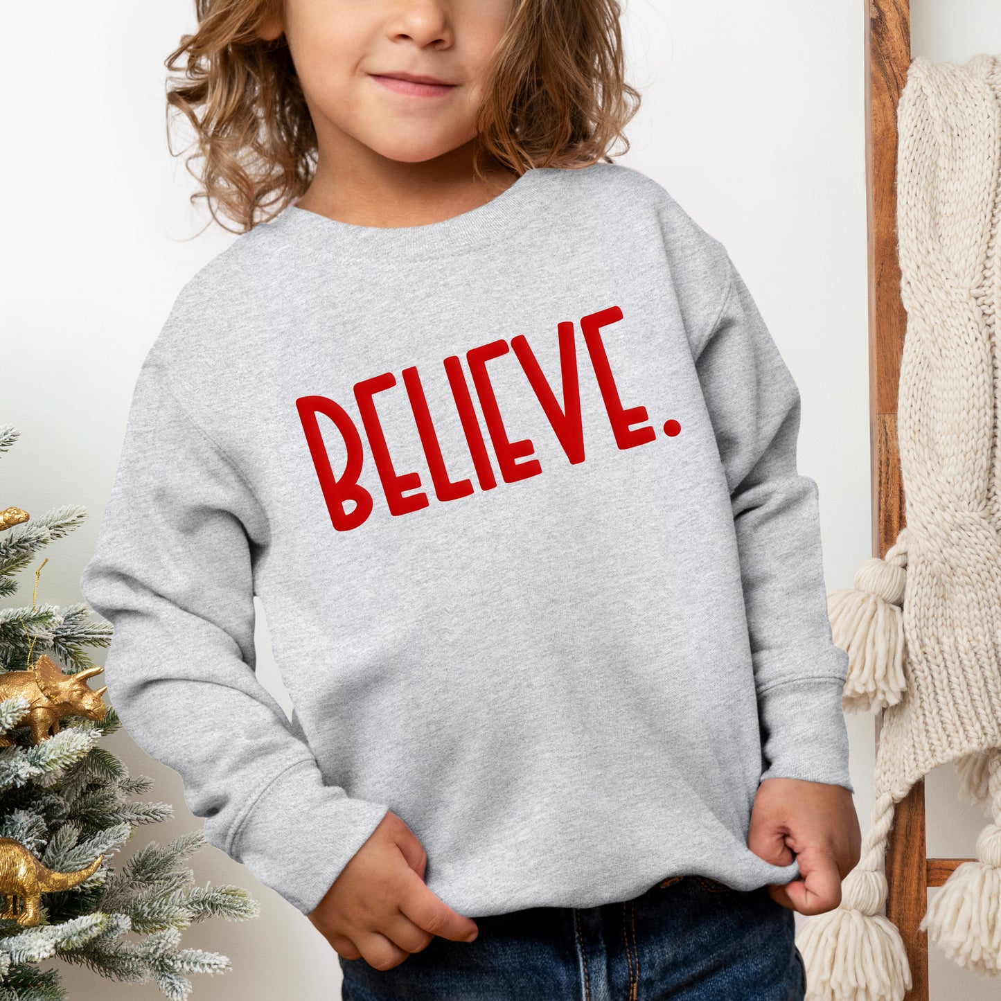 Believe Bold Puff Print | Youth Ultra-Soft Graphic Sweatshirt