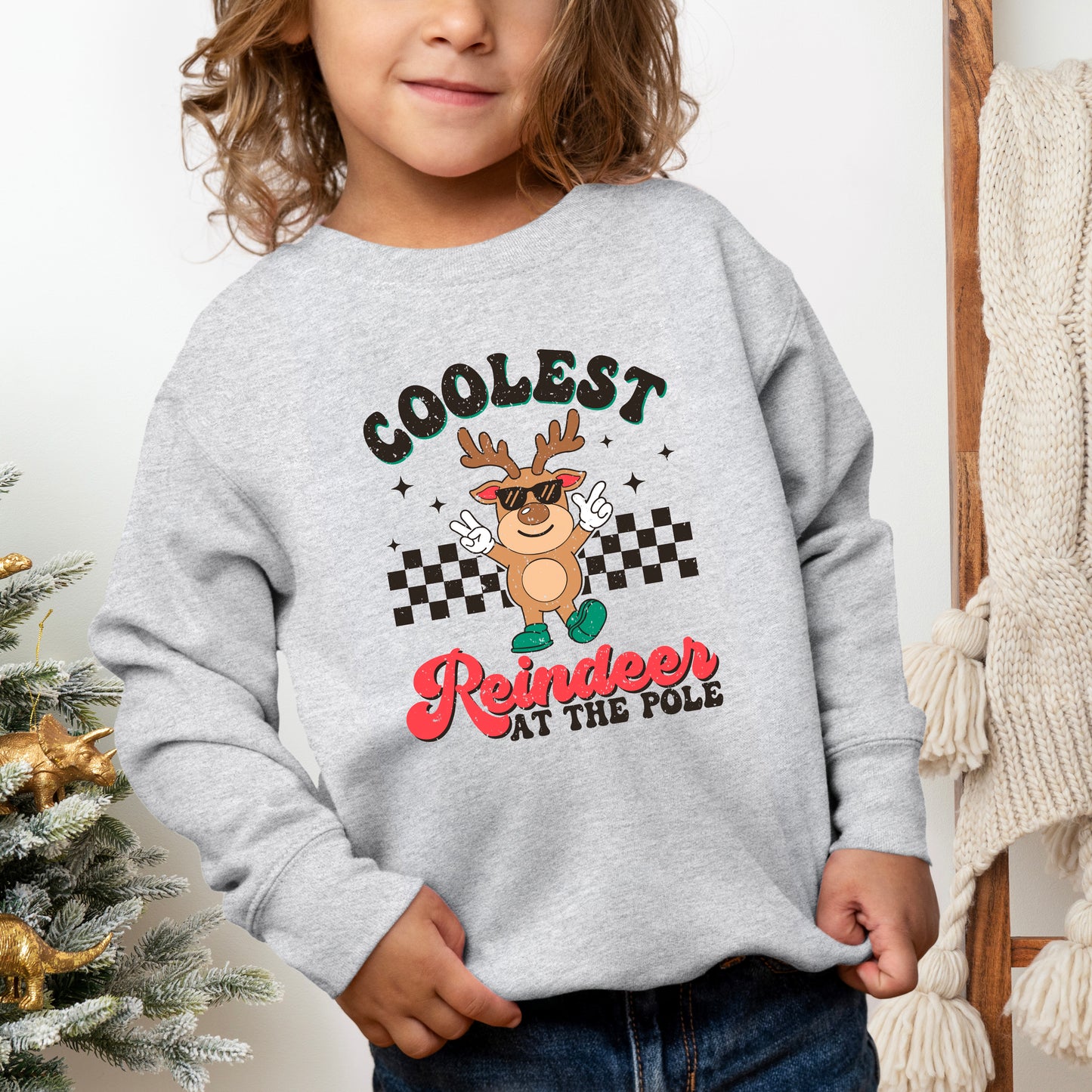 Coolest Reindeer At The Pole | Youth Ultra-Soft Graphic Sweatshirt