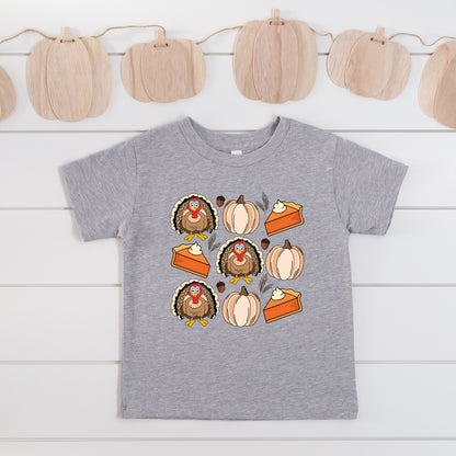 Turkey Pumpkin Pie Grid | Toddler Graphic Short Sleeve Tee