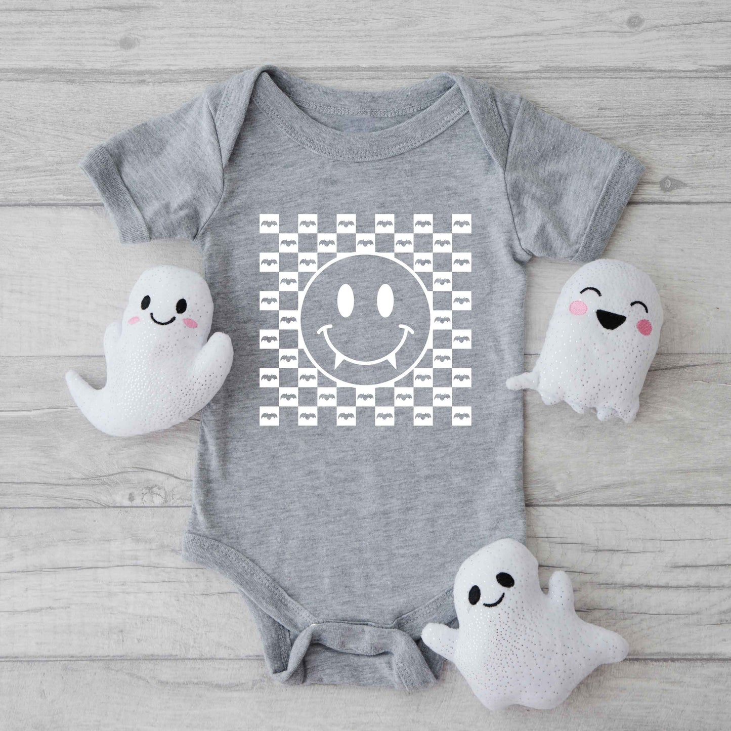 Halloween Bat Smiley Face | Baby Graphic Short Sleeve Onesie