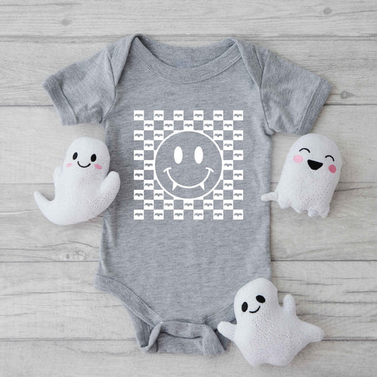 Halloween Bat Smiley Face | Baby Graphic Short Sleeve Onesie