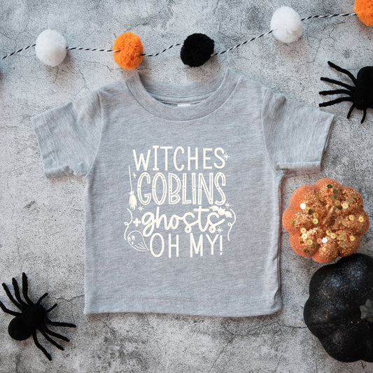 Witches Goblins Ghosts Puff Print | Toddler Graphic Short Sleeve Tee