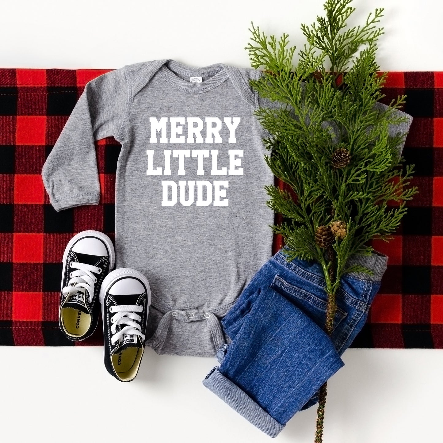 Merry Little Dude | Baby Graphic Long Sleeve Onesie