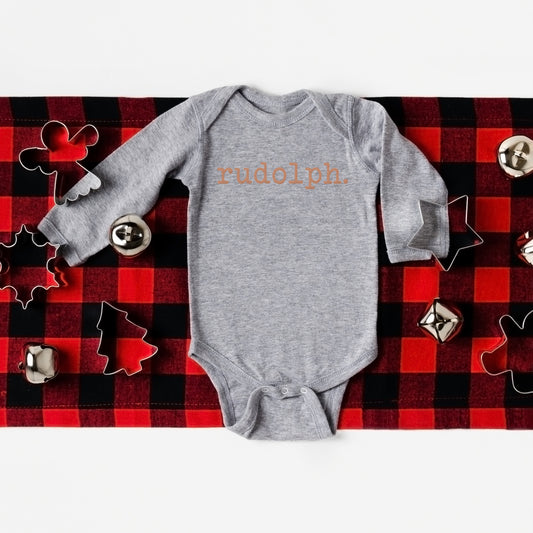 Rudolph Puff Print | Baby Graphic Long Sleeve Onesie