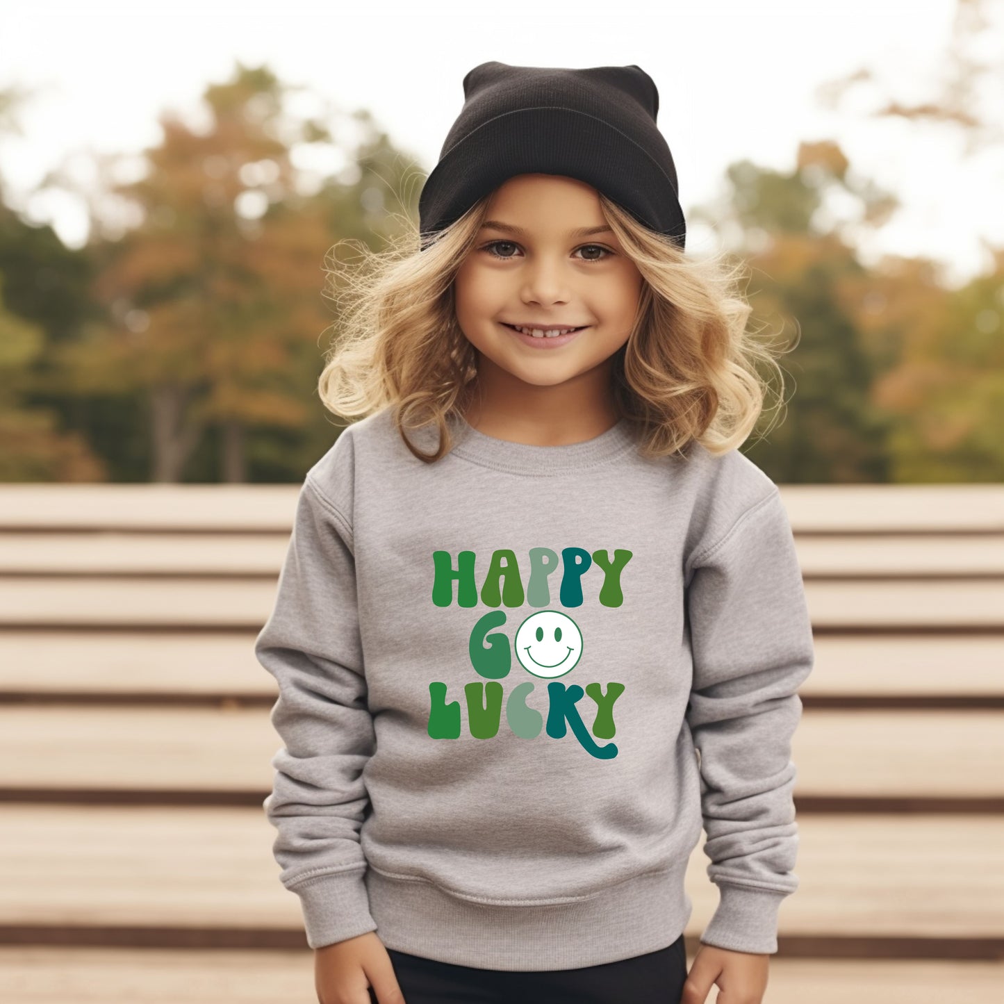 Happy Go Lucky Smiley Face | Youth Ultra-Soft Graphic Sweatshirt