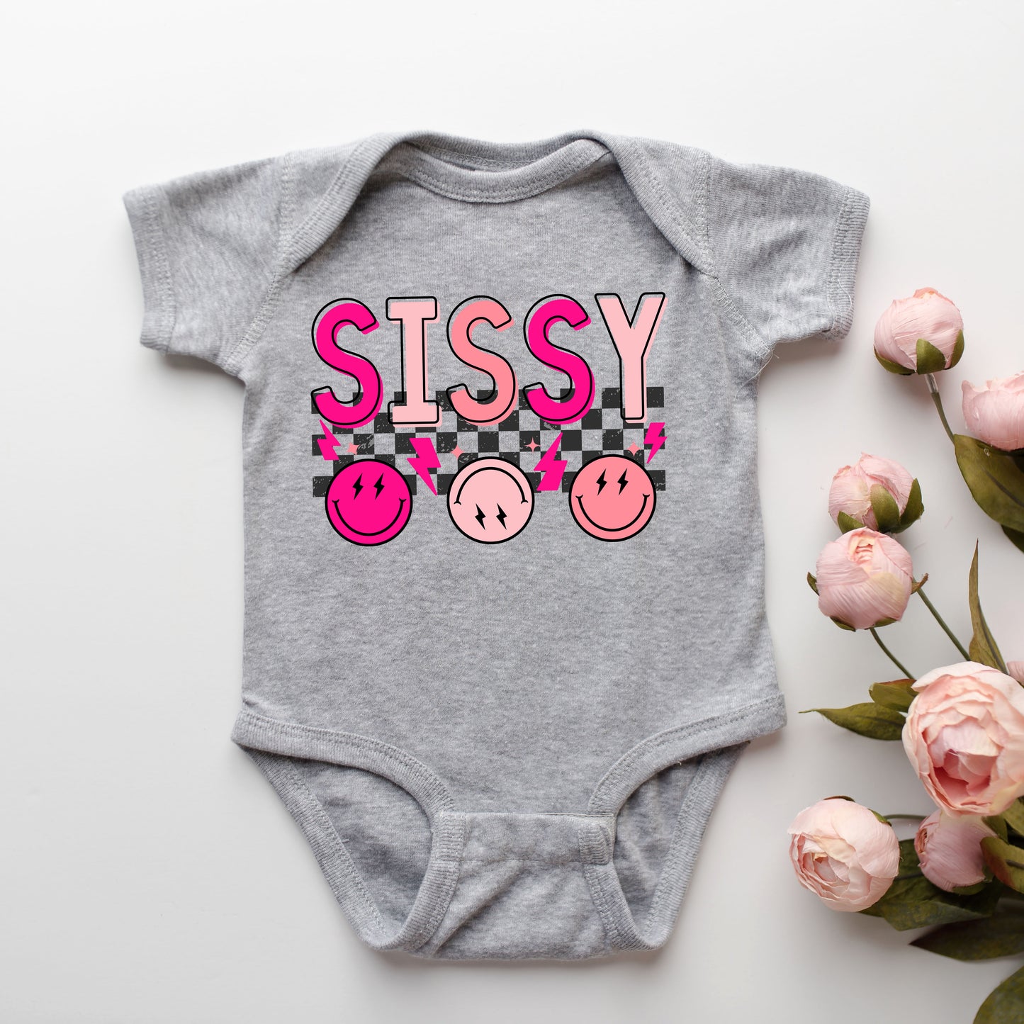 Sissy Checkered | Baby Graphic Short Sleeve Onesie