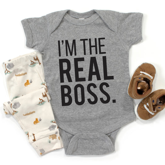 I'm The Real Boss | Baby Graphic Short Sleeve Onesie