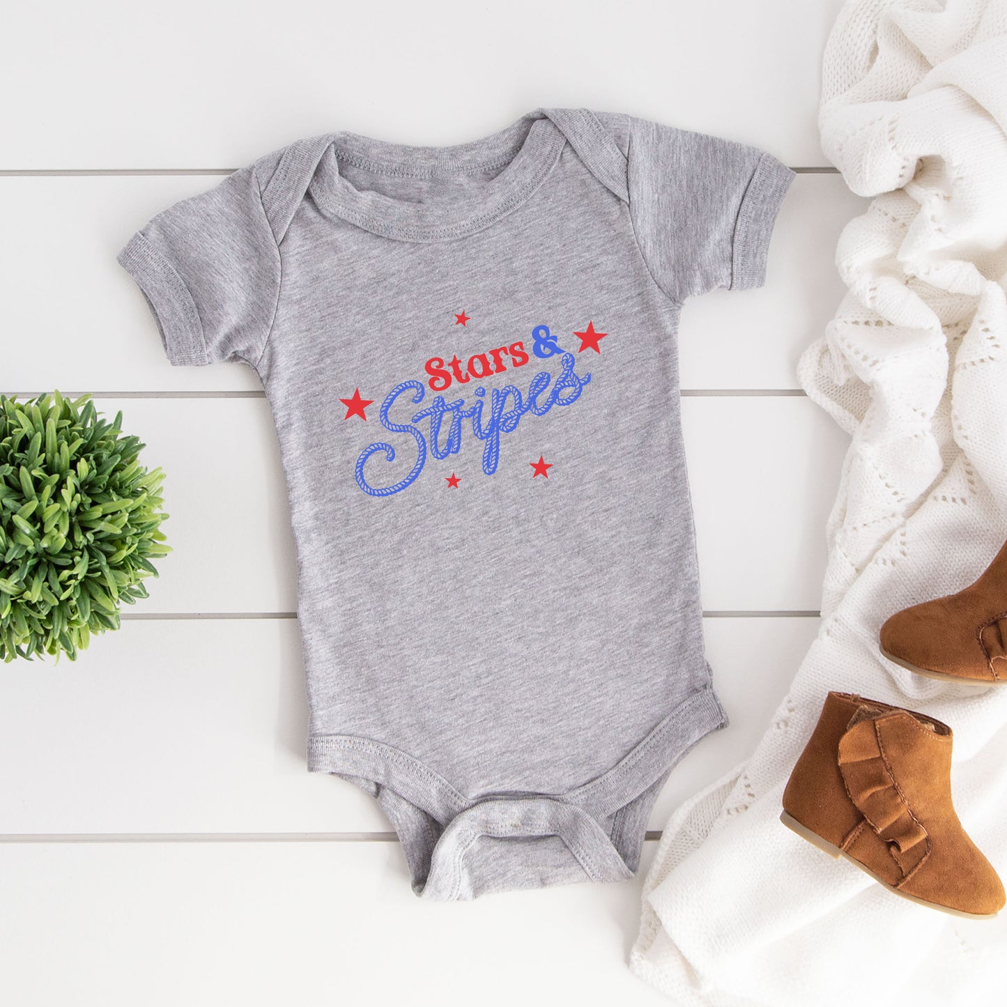 Western Stars And Stripes | Baby Graphic Short Sleeve Onesie