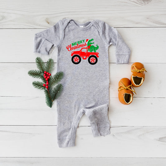 Christmas Dino Truck | Baby Graphic Romper