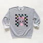 Checkered Groovy Bunny | Youth Graphic Sweatshirt