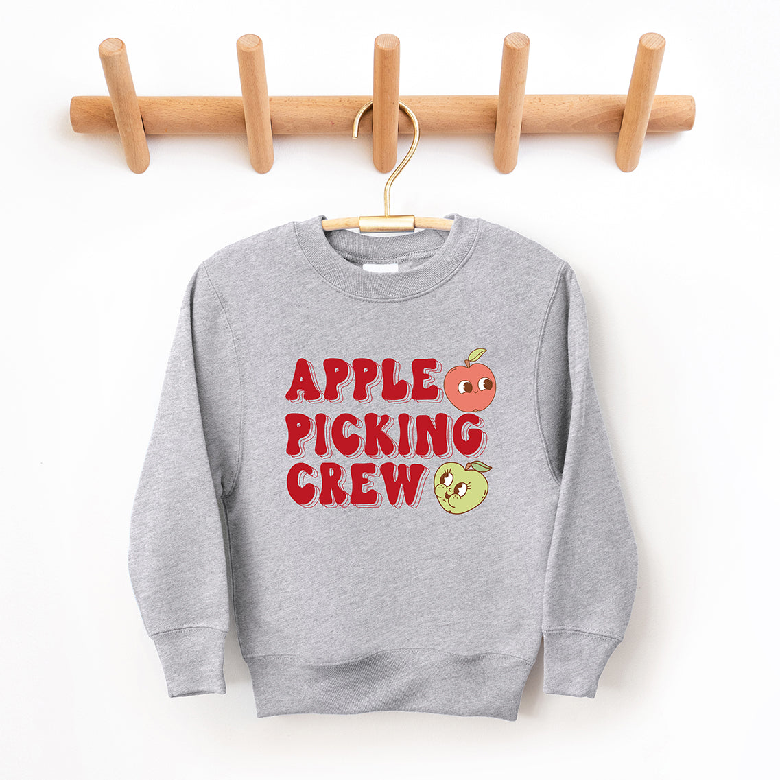 Cartoon Apple Picking Crew | Youth Graphic Sweatshirt