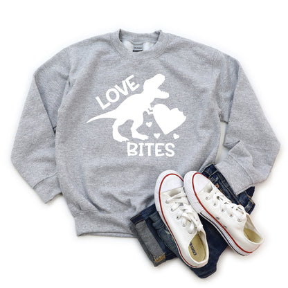 Love Bites Dinosaur | Youth Graphic Sweatshirt