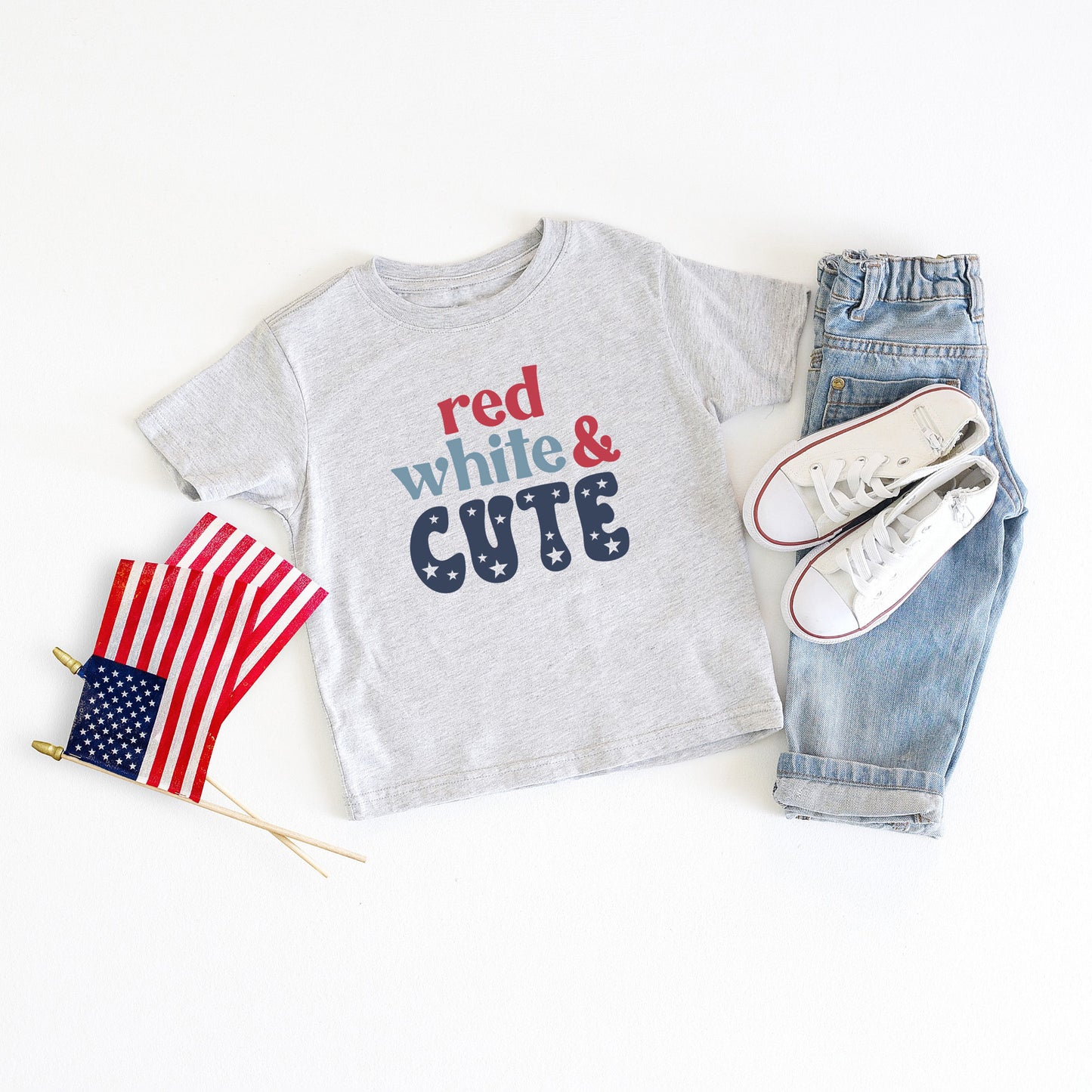 Red White And Cute Stars | Toddler Graphic Short Sleeve Tee