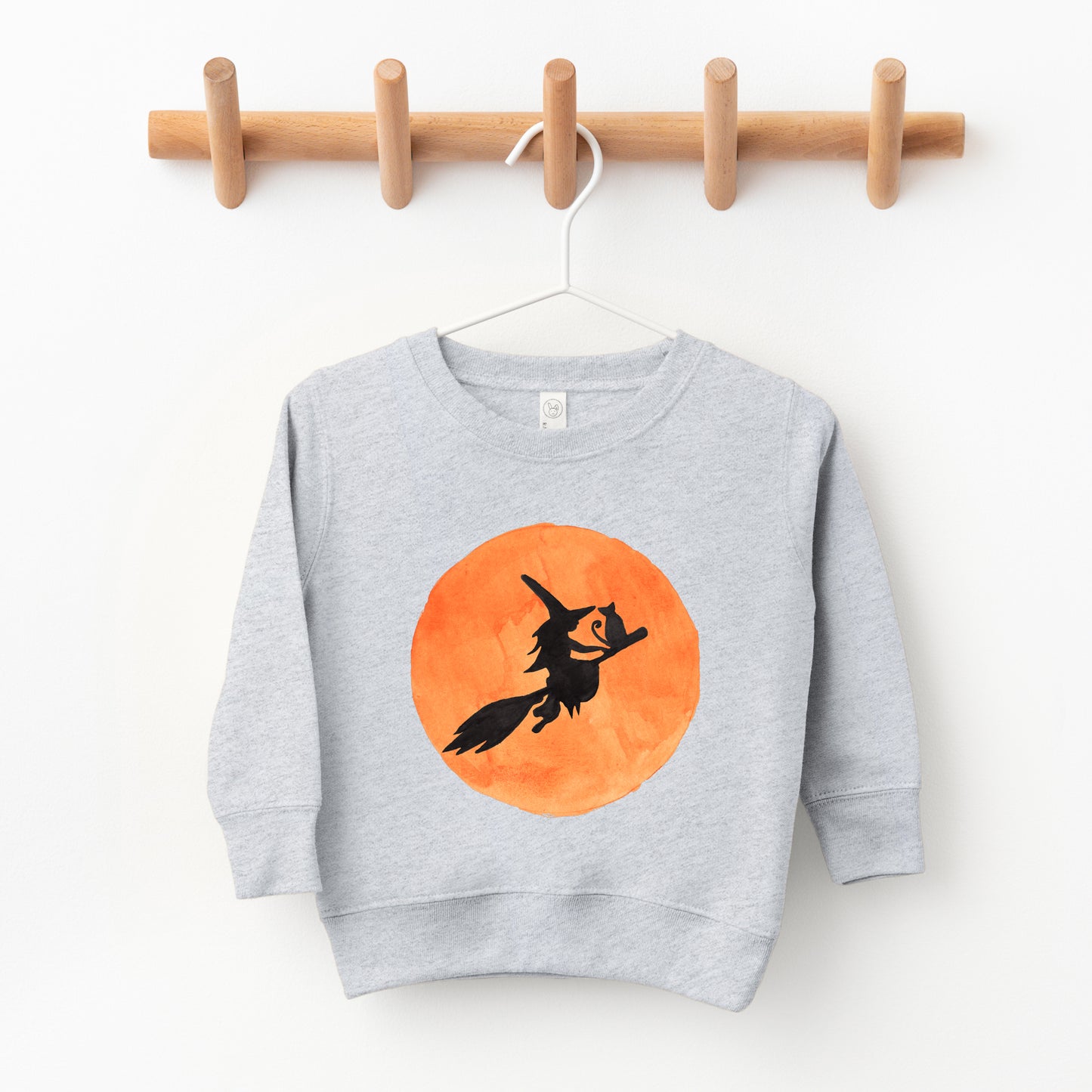 Watercolor Witch On Broom | Toddler Graphic Sweatshirt