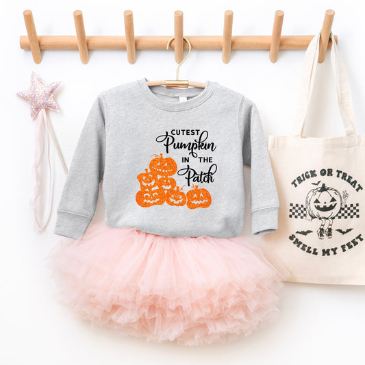 Cutest Pumpkin In The Patch Glitter | Toddler Graphic Sweatshirt