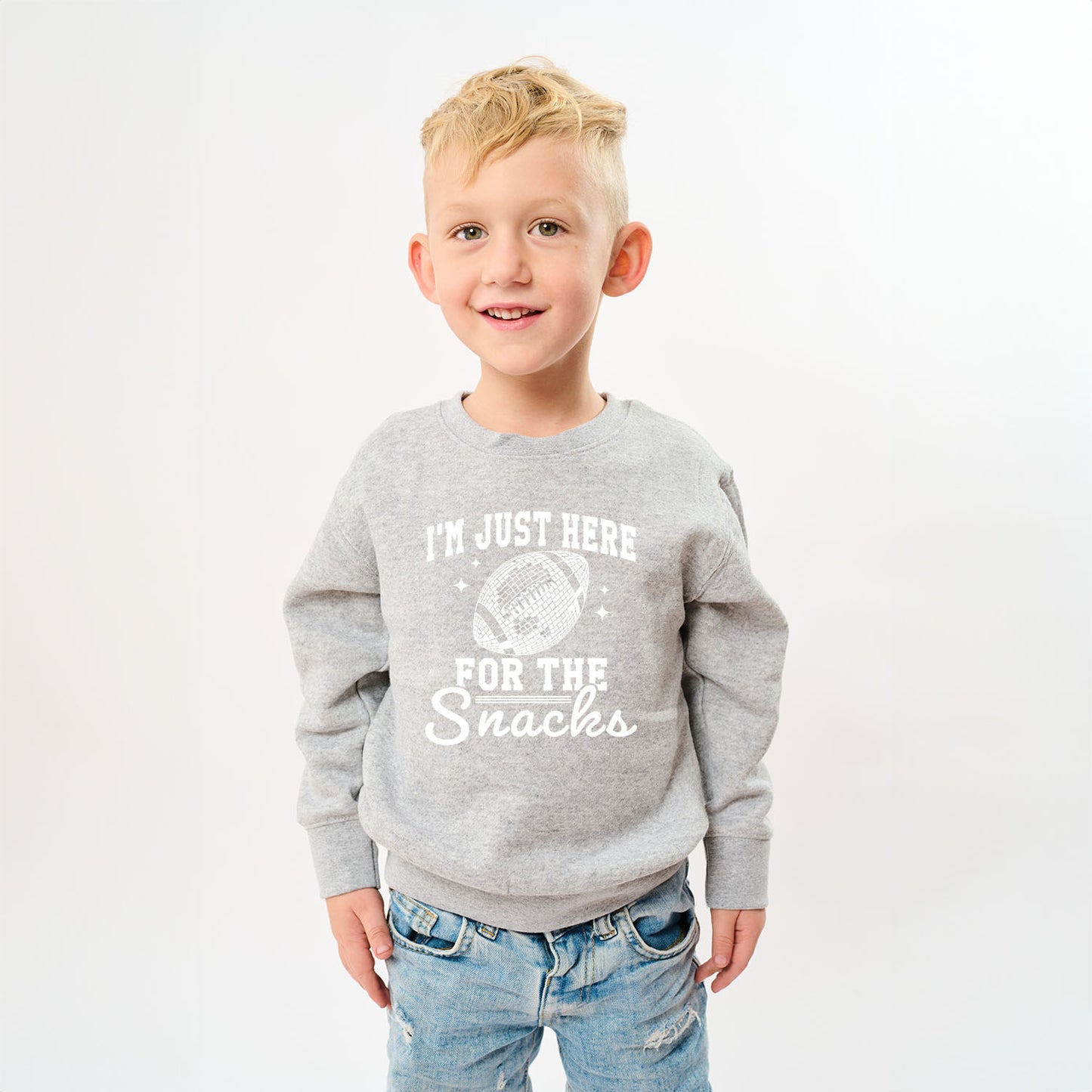 I'm Just Here For The Snacks Disco | Youth Ultra-Soft Graphic Sweatshirt