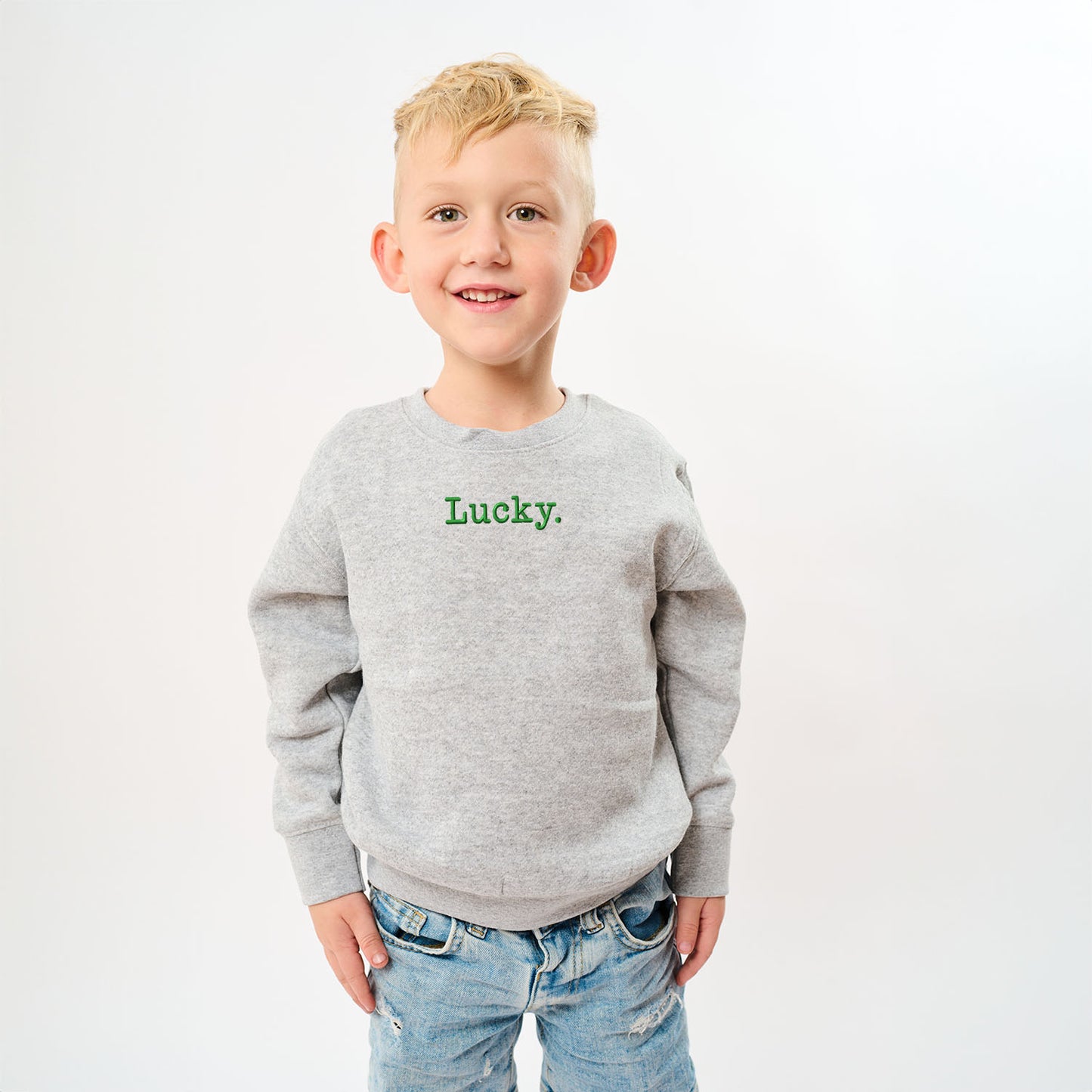 Embroidered Lucky Typewriter | Youth Ultra-Soft Graphic Sweatshirt