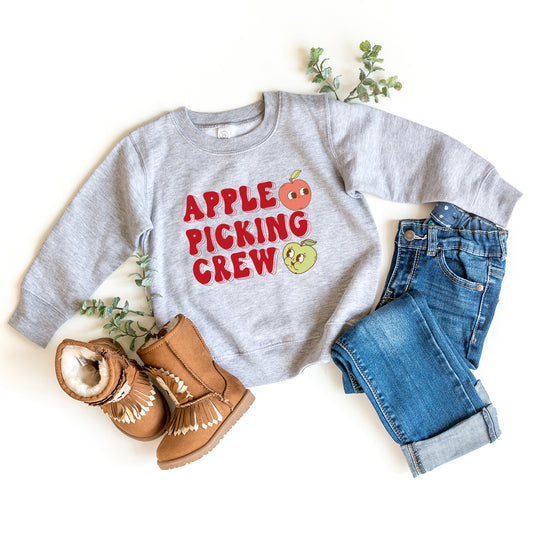 Cartoon Apple Picking Crew | Toddler Graphic Sweatshirt