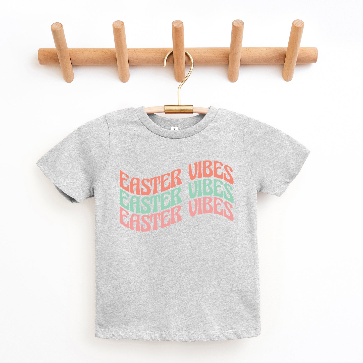 Easter Vibes Wavy Stacked | Toddler Short Sleeve Crew Neck