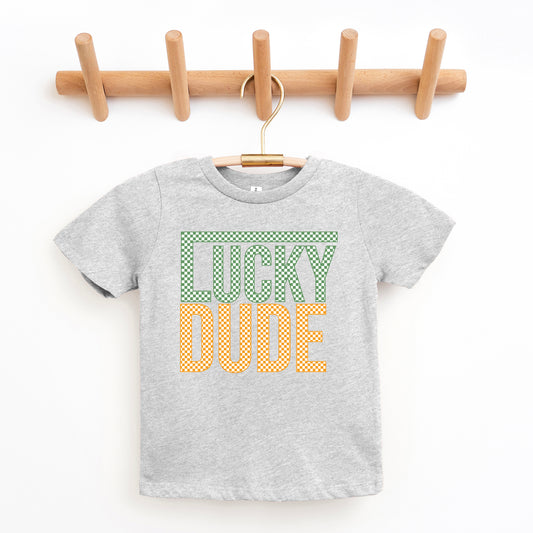 Block Checkered Lucky Dude | Toddler Graphic Short Sleeve Tee