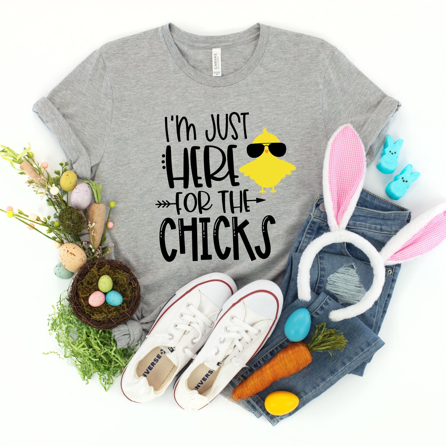 I'm Just Here For The Chicks | Toddler Graphic Short Sleeve Tee