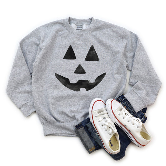 Watercolor Jack-O-Lantern Face | Youth Graphic Sweatshirt