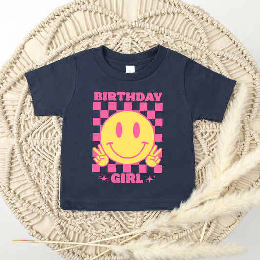 Birthday Girl Checkered | Toddler Graphic Short Sleeve Tee