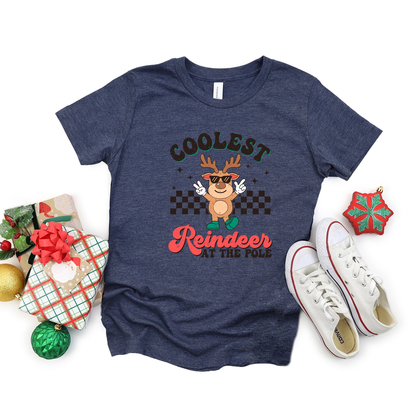 Coolest Reindeer At The Pole | Toddler Graphic Short Sleeve Tee