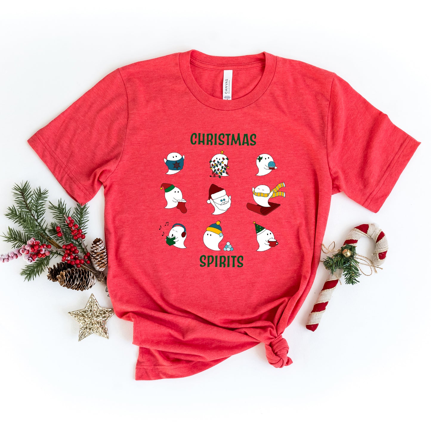 Christmas Spirits Green Words | Youth Graphic Short Sleeve Tee