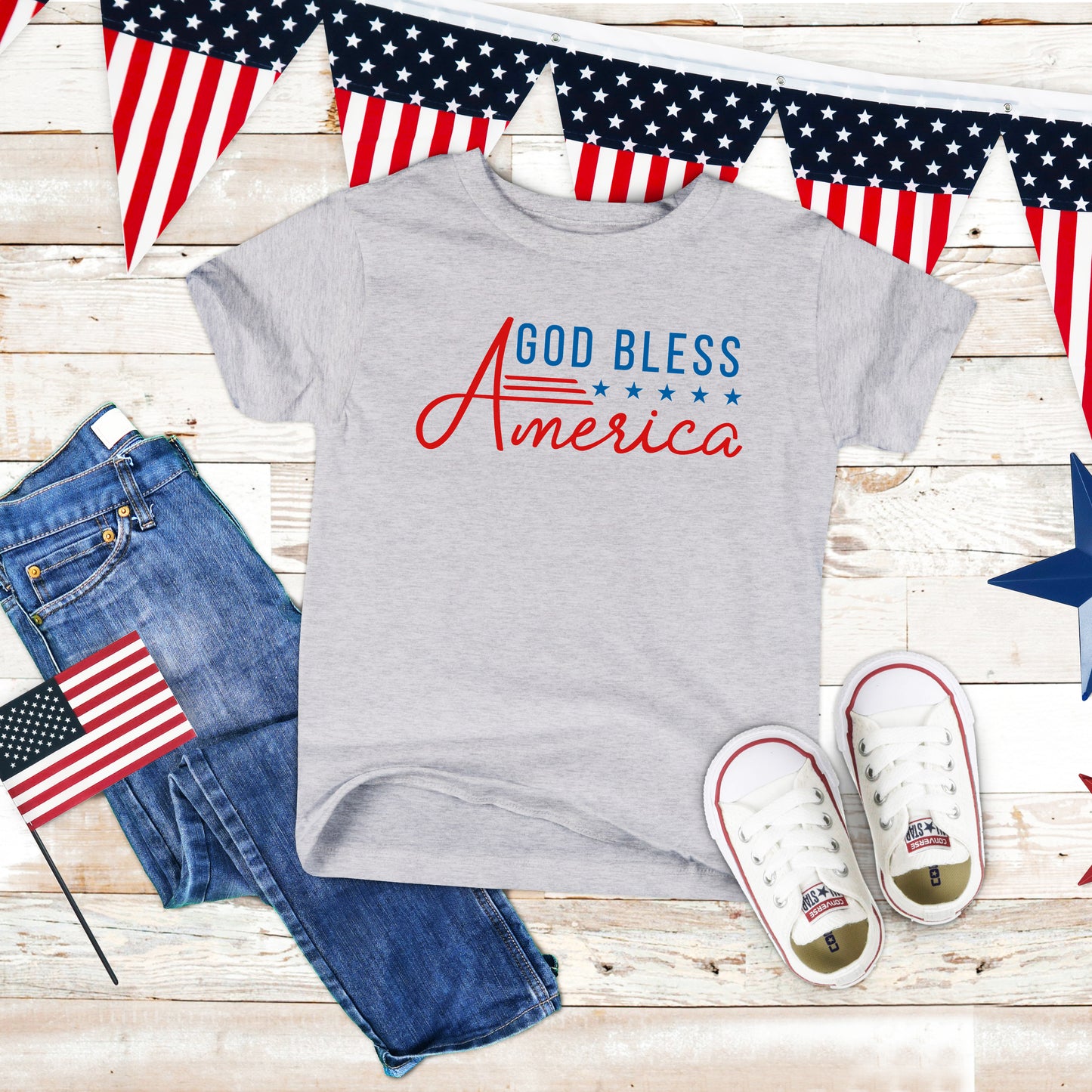 God Bless America Stars And Stripes | Youth Graphic Short Sleeve Tee