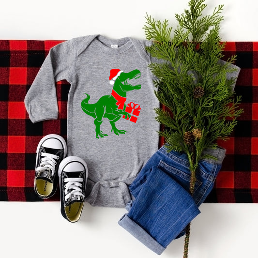 Dino Present | Baby Graphic Long Sleeve Onesie