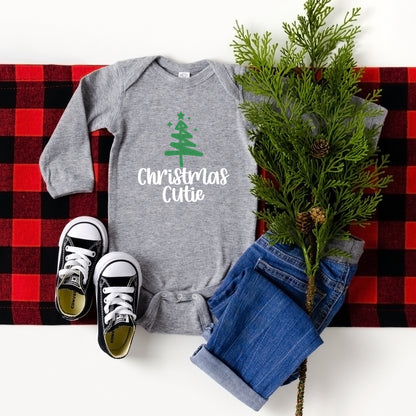 Christmas Cutie Tree Glitter | Baby Graphic Long Sleeve Onesie