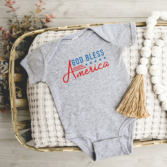God Bless America Stars And Stripes | Baby Graphic Short Sleeve Onesie
