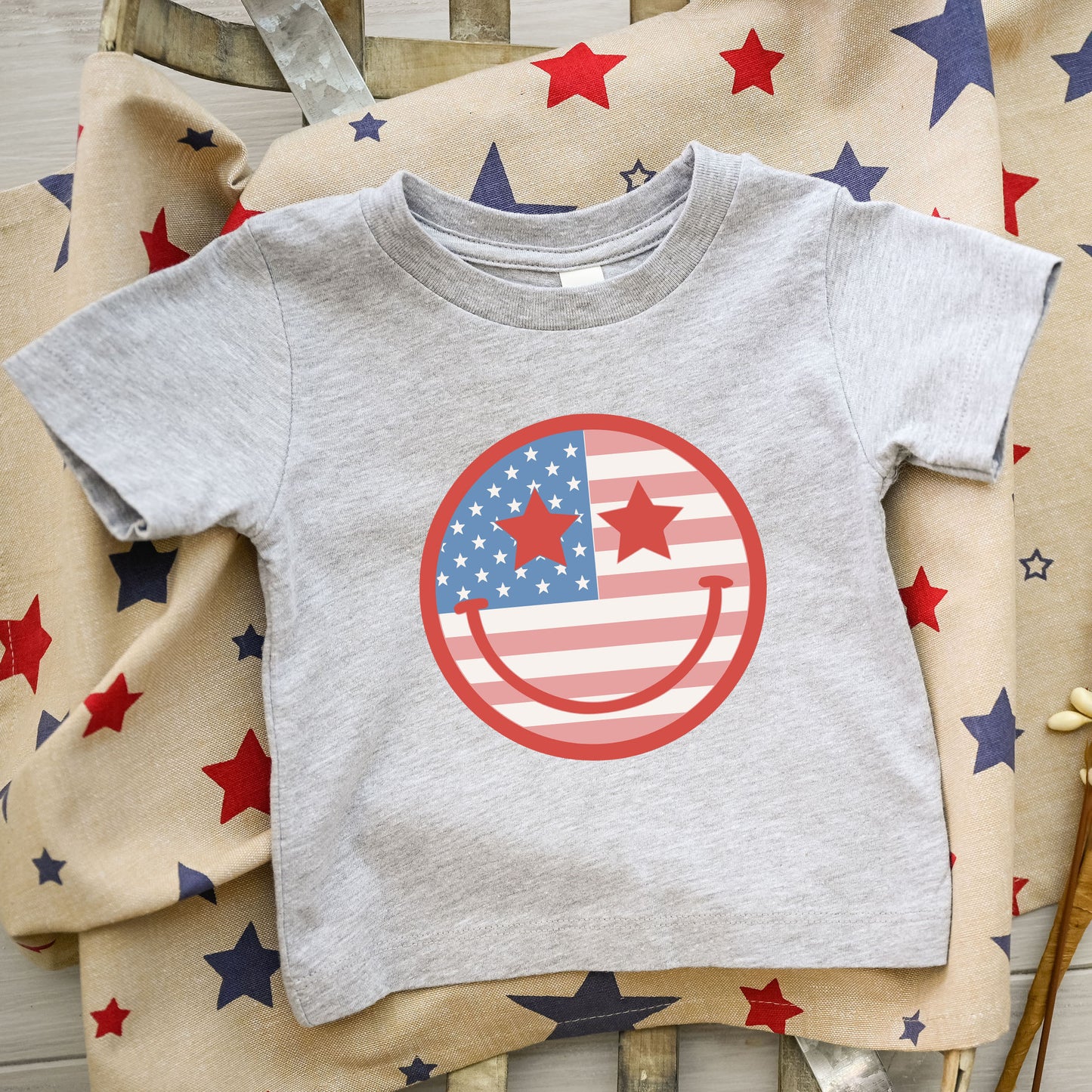 Flag Smiley Face | Toddler Graphic Short Sleeve Tee