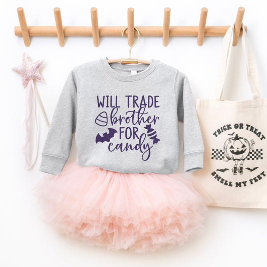 Will Trade Brother For Candy Puff Print | Toddler Graphic Sweatshirt