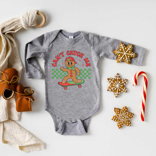 Gingerbread Man Skateboard | Baby Graphic Long Sleeve Onesie