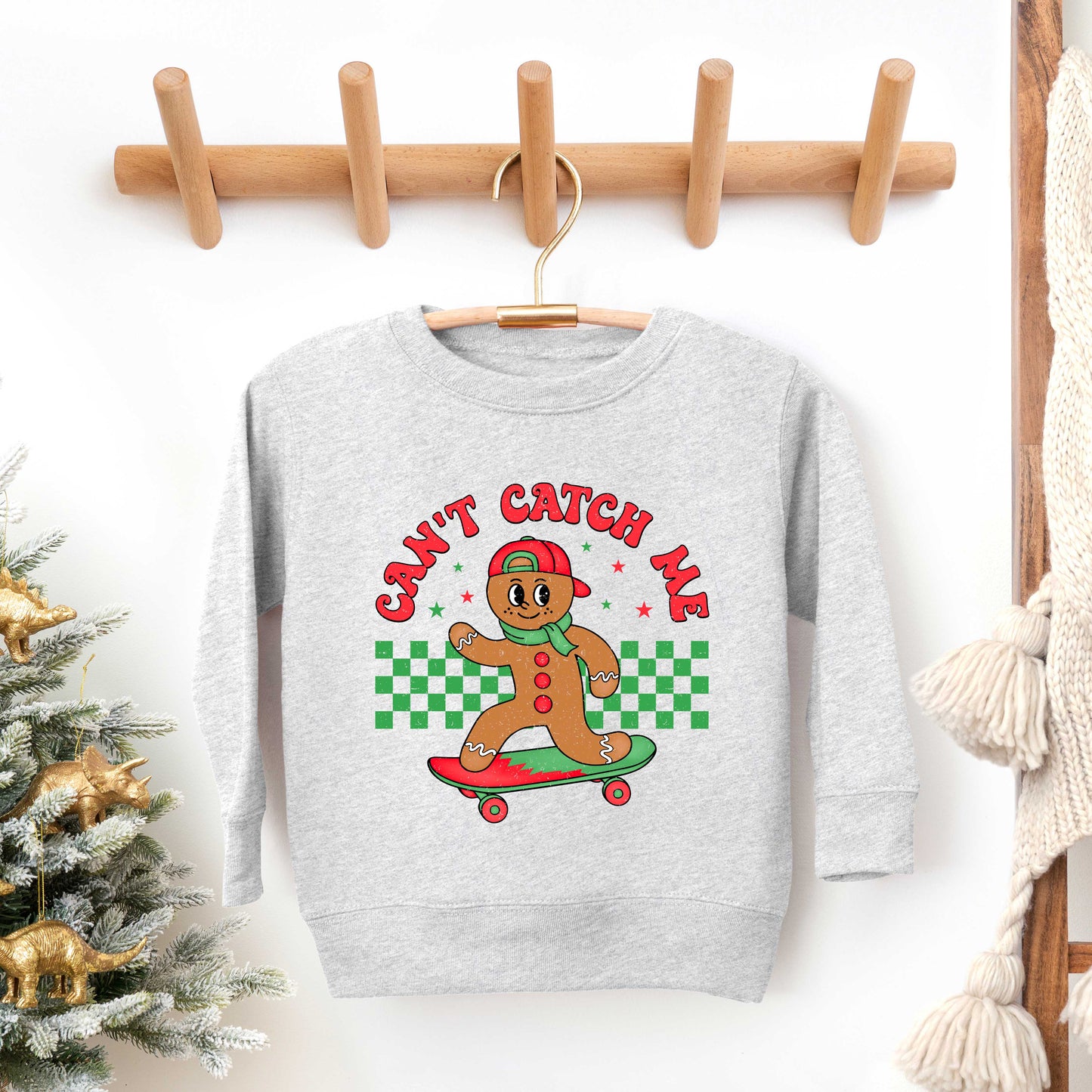 Gingerbread Man Skateboard | Toddler Graphic Sweatshirt