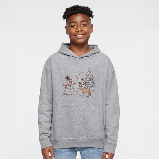 Deer Snowman Scene | Youth Graphic Hoodie