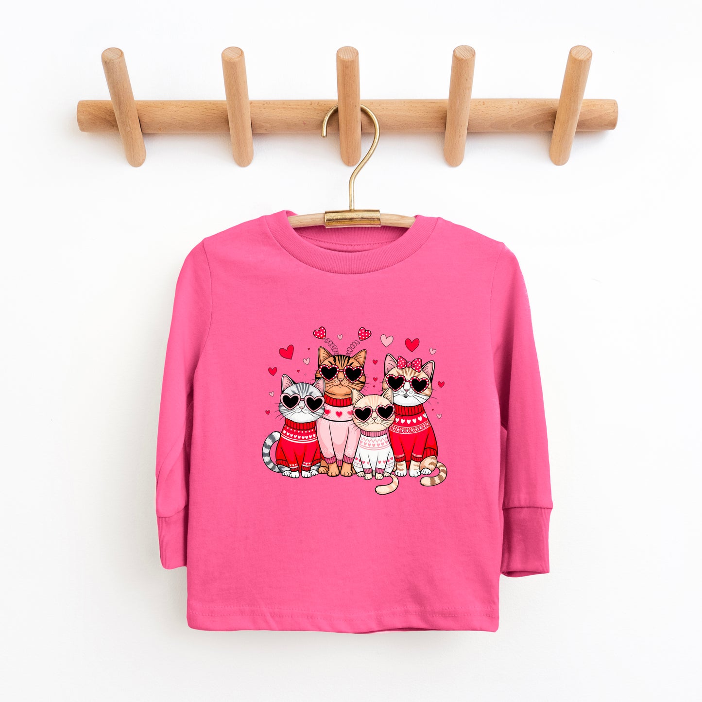 Valentine Kittens | Toddler Graphic Long Sleeve Tee