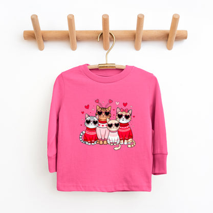 Valentine Kittens | Toddler Graphic Long Sleeve Tee