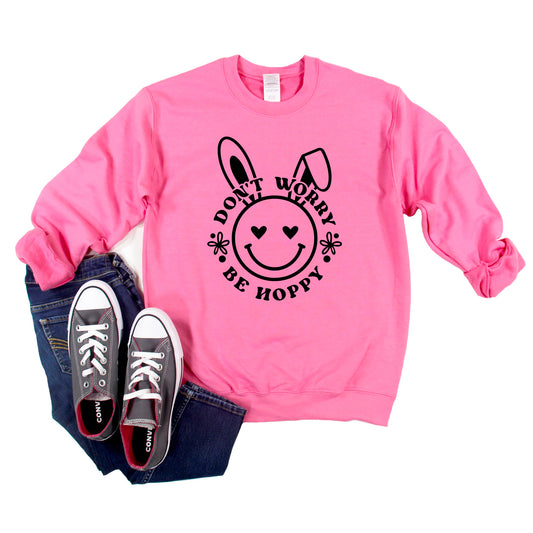 Don't Worry Be Hoppy Smiley Bunny | Youth Graphic Sweatshirt