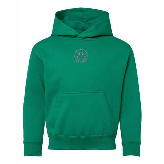 Embroidered Smiley Face Outline | Youth Graphic Hoodie