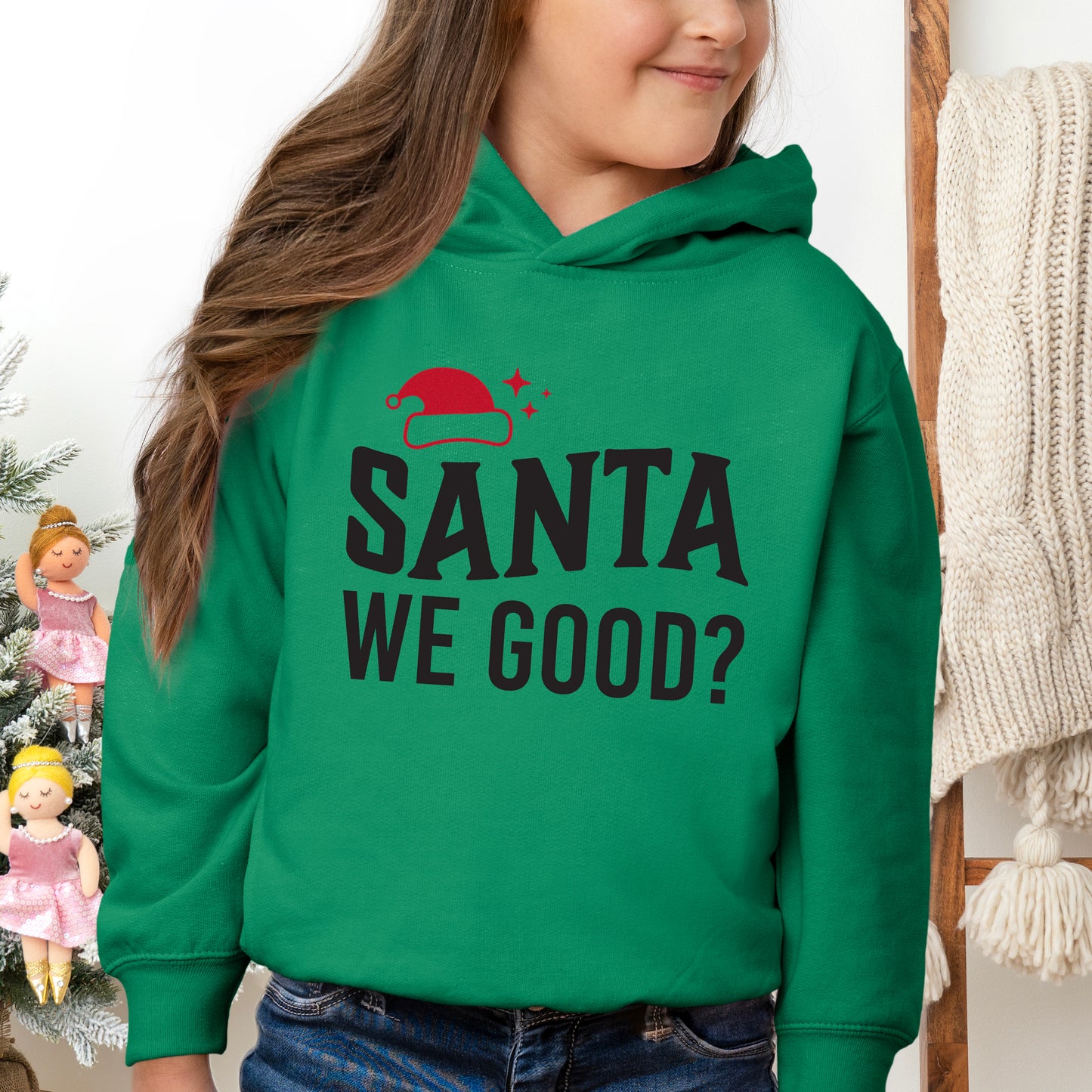 Santa We Good Glitter | Toddler Graphic Hoodie