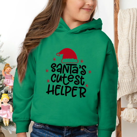 Santa's Cutest Helper Glitter | Toddler Graphic Hoodie