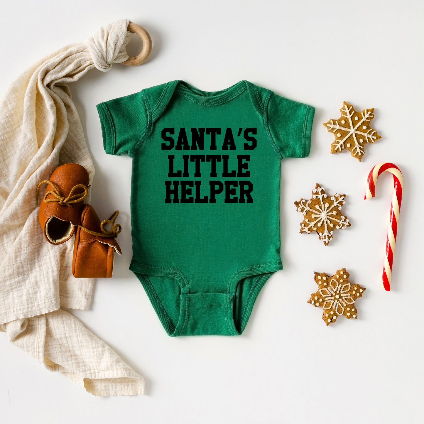 Santa's Little Helper Words | Baby Graphic Short Sleeve Onesie