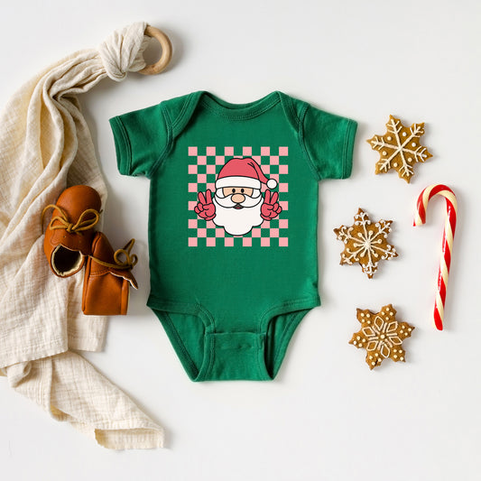 Checkered Santa | Baby Graphic Short Sleeve Onesie