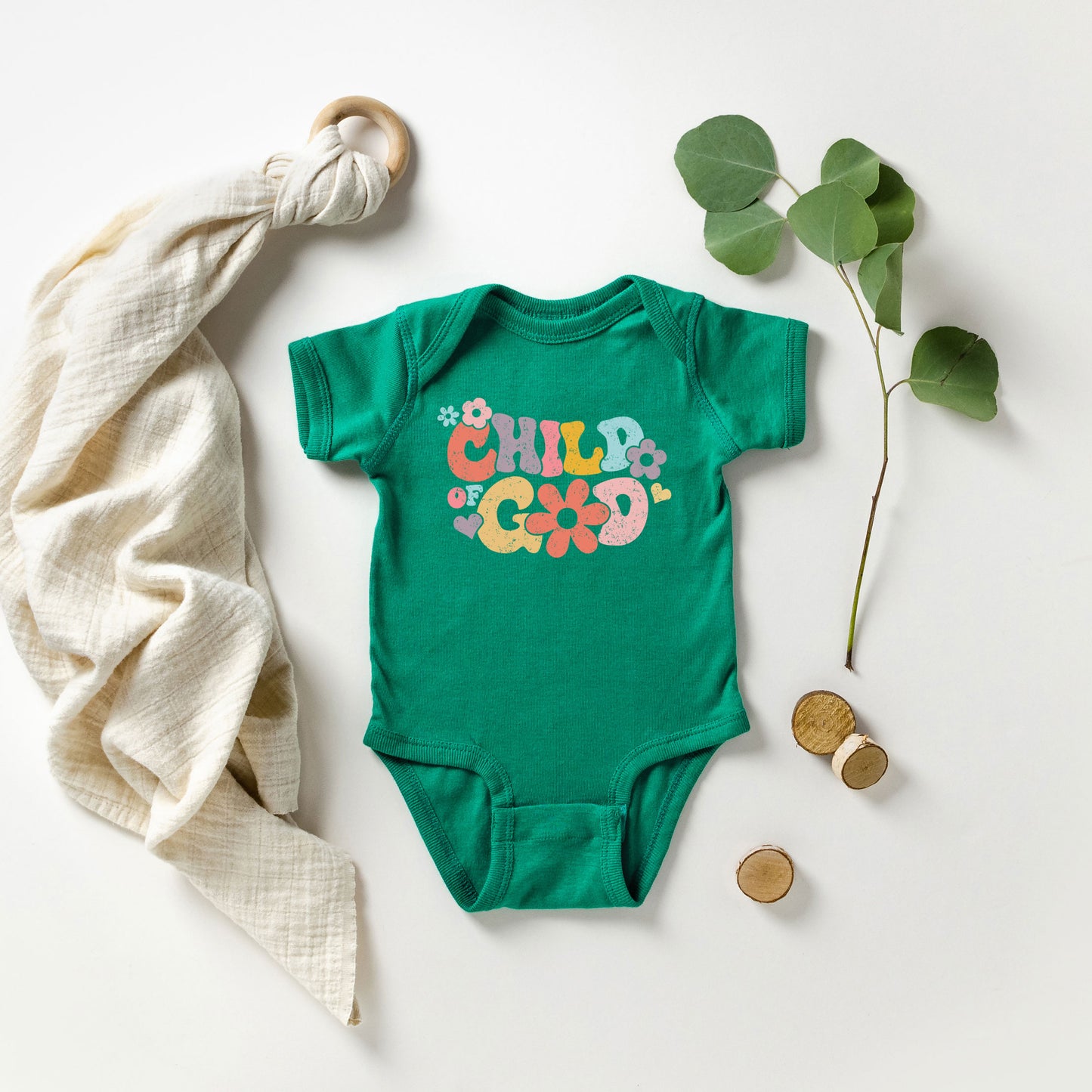 Child Of God Flowers | Baby Graphic Short Sleeve Onesie