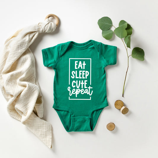 Eat Sleep Cute Repeat | Baby Graphic Short Sleeve Onesie